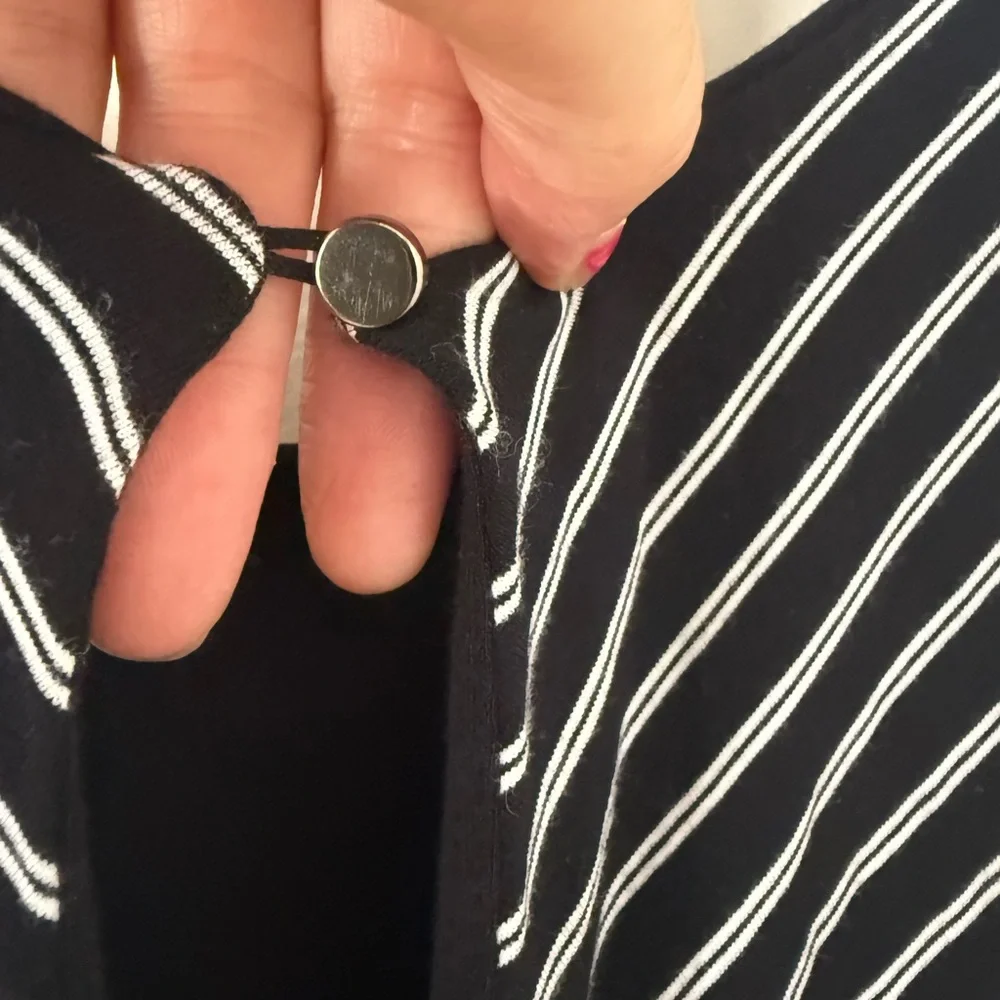 White House Black Market WHBM Black & White Striped Tie Front or Back Maxi Dress - Picture 10 of 12